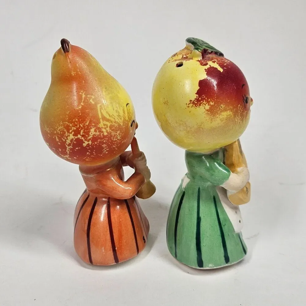 Anthropomorphic Fruit Musicians Salt & Pepper Shakers Pair Vintage Japan Napco